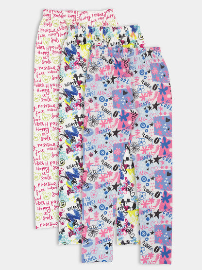 Stretchable Printed Legging 3-Pack Combo for Girls
