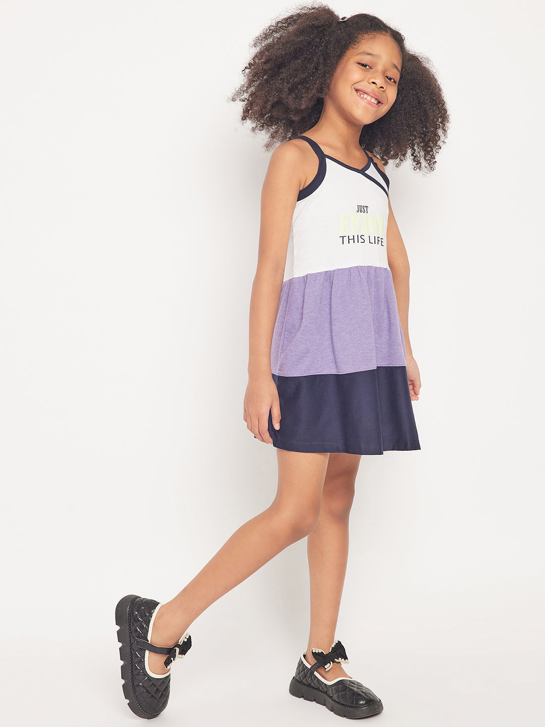 Pampolina  Printed Summer Cotton Dress For Baby Girl-Purple