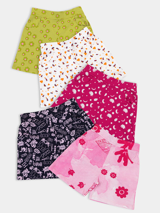Sweet Summer Set: 5-Piece Combo of Girls' Printed Shorts