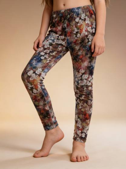 Unique Girls' Artistic Floral Print Leggings / Slim Trousers