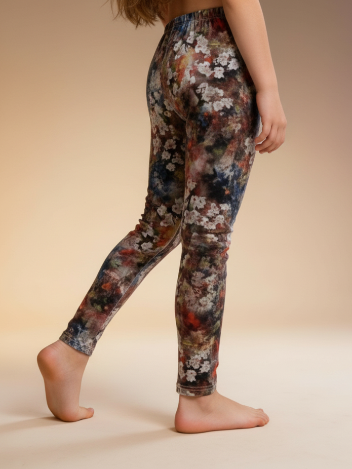 Unique Girls' Artistic Floral Print Leggings / Slim Trousers