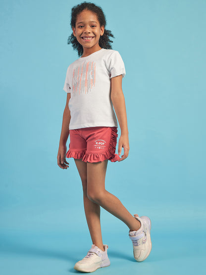Pampolina Girls Sequin Printed Top- White