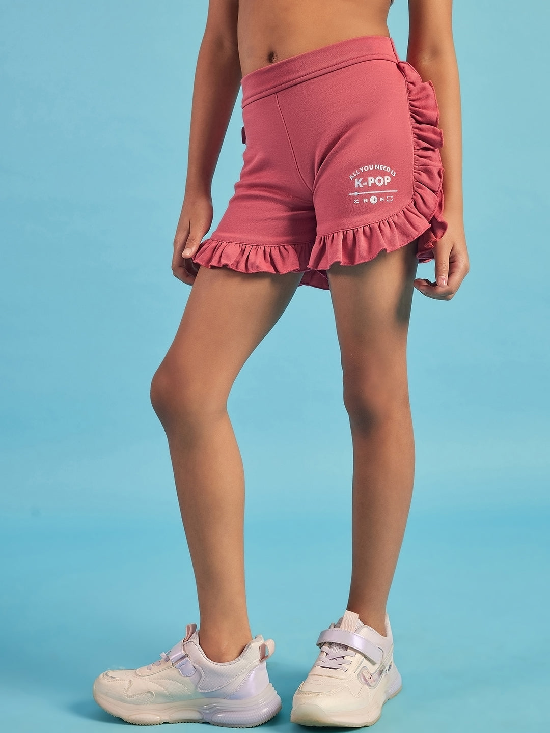 Pampolina Girls Printed Shorts-Coral