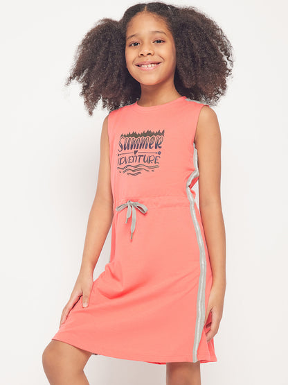Pampolina  Printed Summer Cotton Dress For Baby Girl-Coral