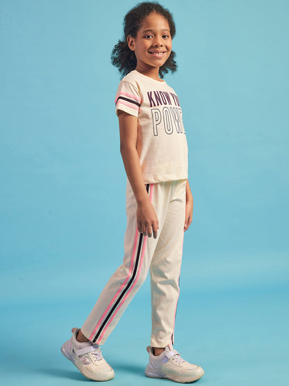 Pampolina Girls Printed Co-Ord Sets-Off-White