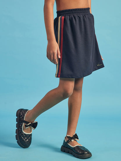 Pampolina Girls Solid Knee Length Skirt-Navy Blue