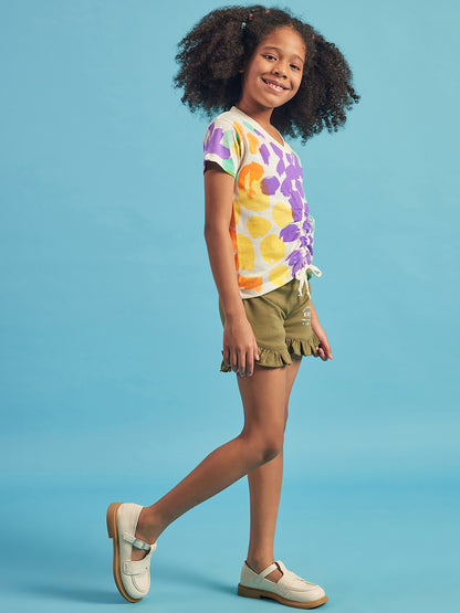 Pampolina Girls Multicolor Printed Top- Purple