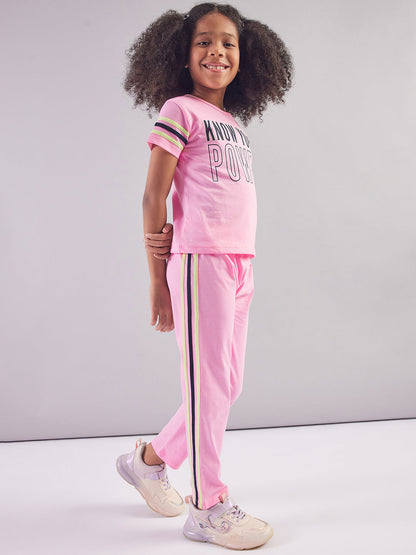 Pampolina Girls Printed Co-Ord Sets-Pink
