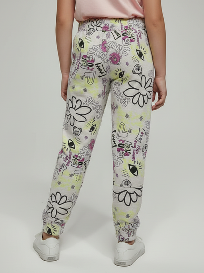 Cozy High-Waist Full-Length Printed Leggings for Children L.green Color