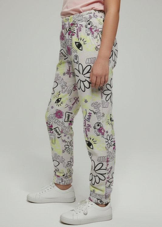 Cozy High-Waist Full-Length Printed Leggings for Children L.green Color