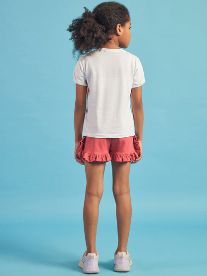Pampolina Girls Sequin Printed Top- White