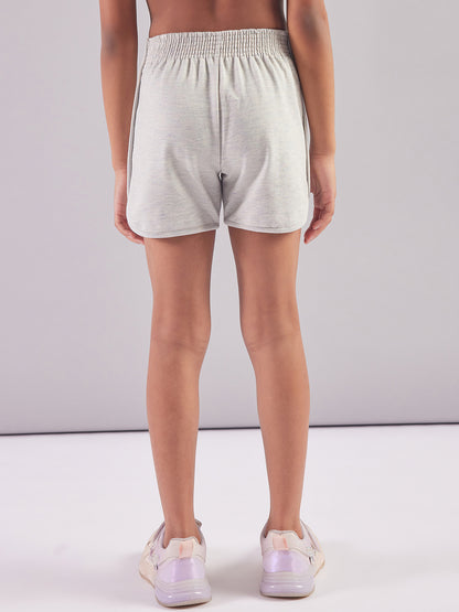 Pampolina Girls Floral Embroidery Printed Shorts-Grey