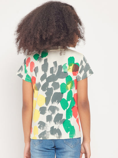 Pampolina Girls Multicolor Printed Top- Green