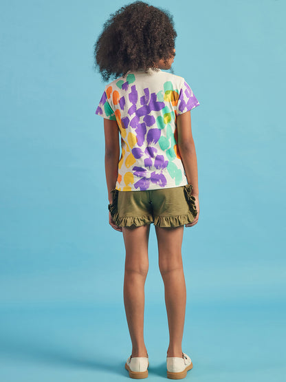 Pampolina Girls Multicolor Printed Top- Purple