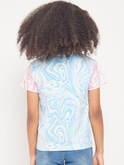 Pampolina Gilrs Allover Printed Top - Sky