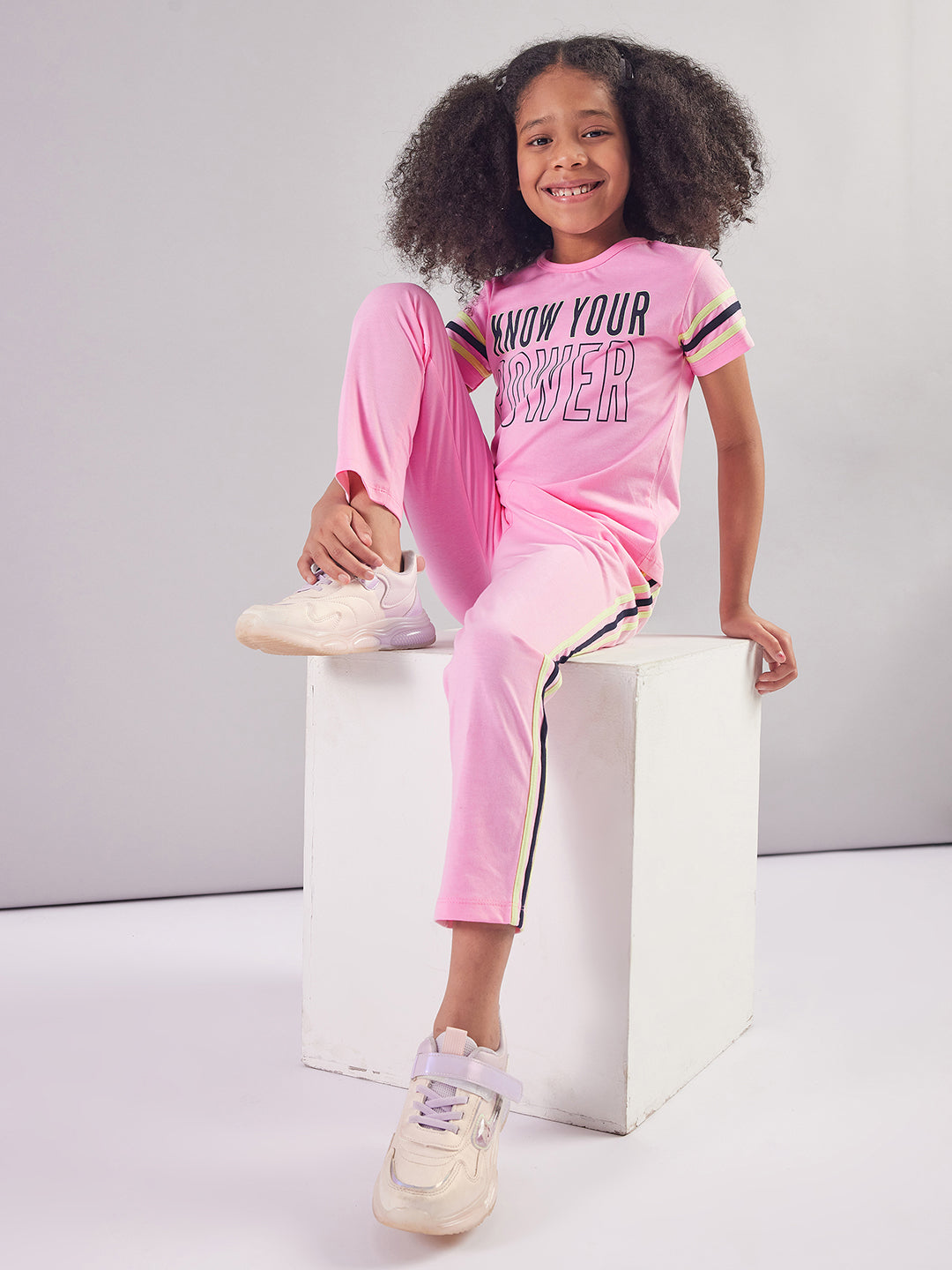 Pampolina Girls Printed Co-Ord Sets-Pink