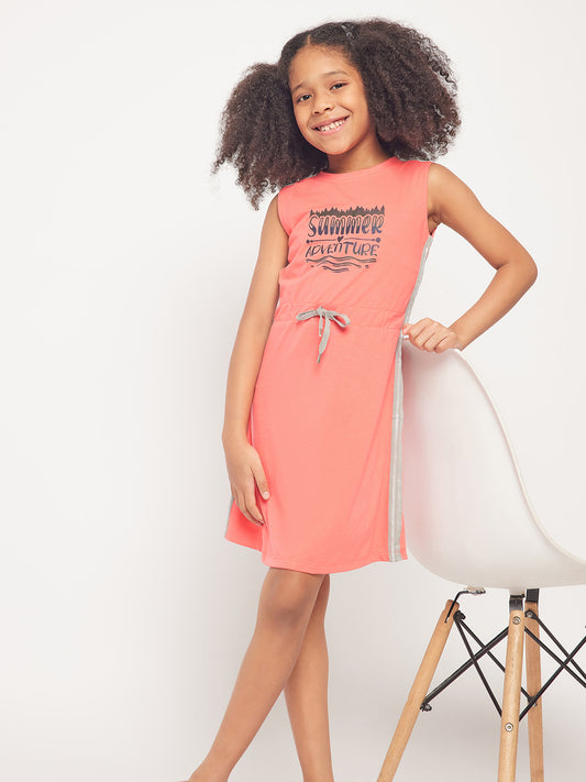 Pampolina  Printed Summer Cotton Dress For Baby Girl-Coral