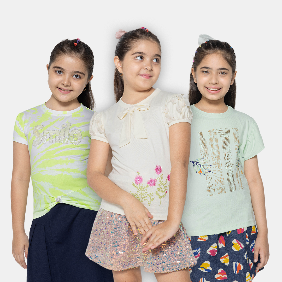 "Bundle of Joy: Girls' 3-Pack Printed Tops"