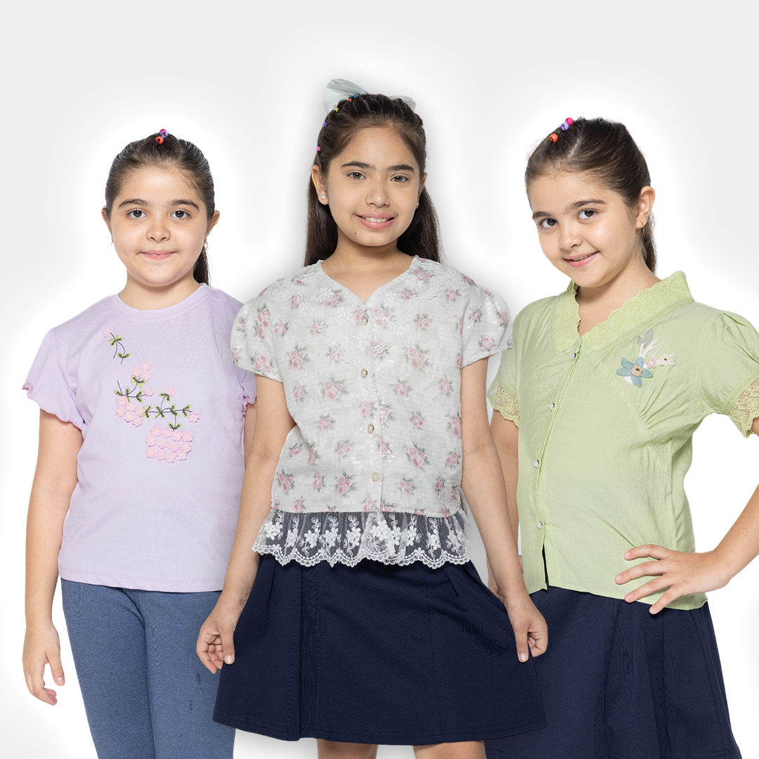 "Bundle of Joy: Girls' 3-Pack Printed Tops"