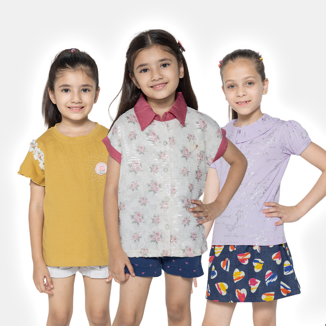 "Essential Trio: Girls' Printed Tops - Pack of 3"