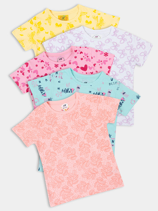 Stylish  Printed Stretchable Tops Pack of 5 for Girls