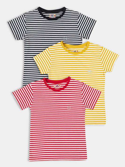 Fashionable  Striped Stretchable Tops Pack of 3 for Girls