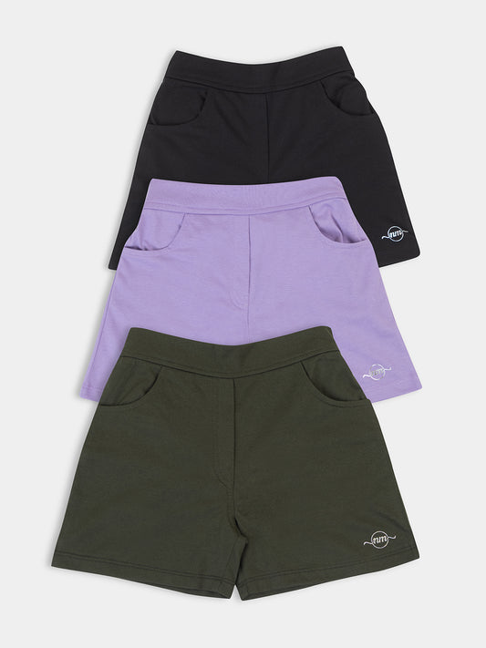 Sweet Summer Set: 3-Piece Combo of Girls' Solid Shorts