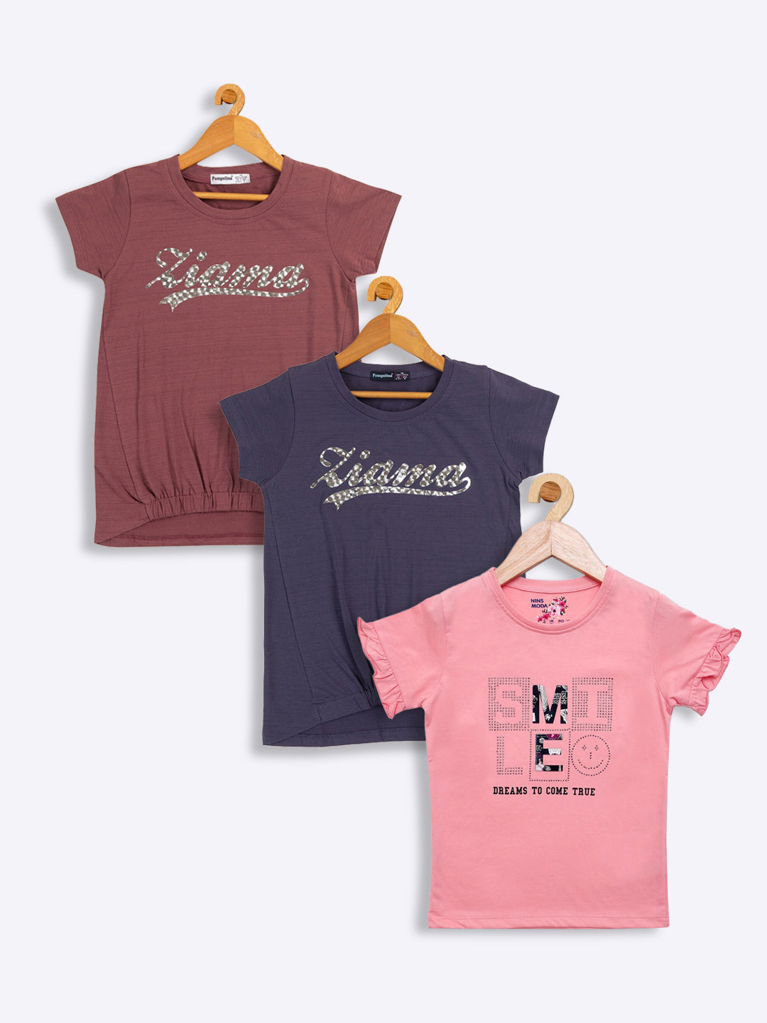 "Charming Prints: Set of 3 Girls' Tops"