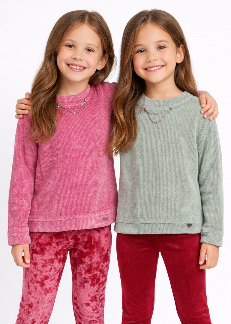 Girls' Cozy Waffle Knit Top