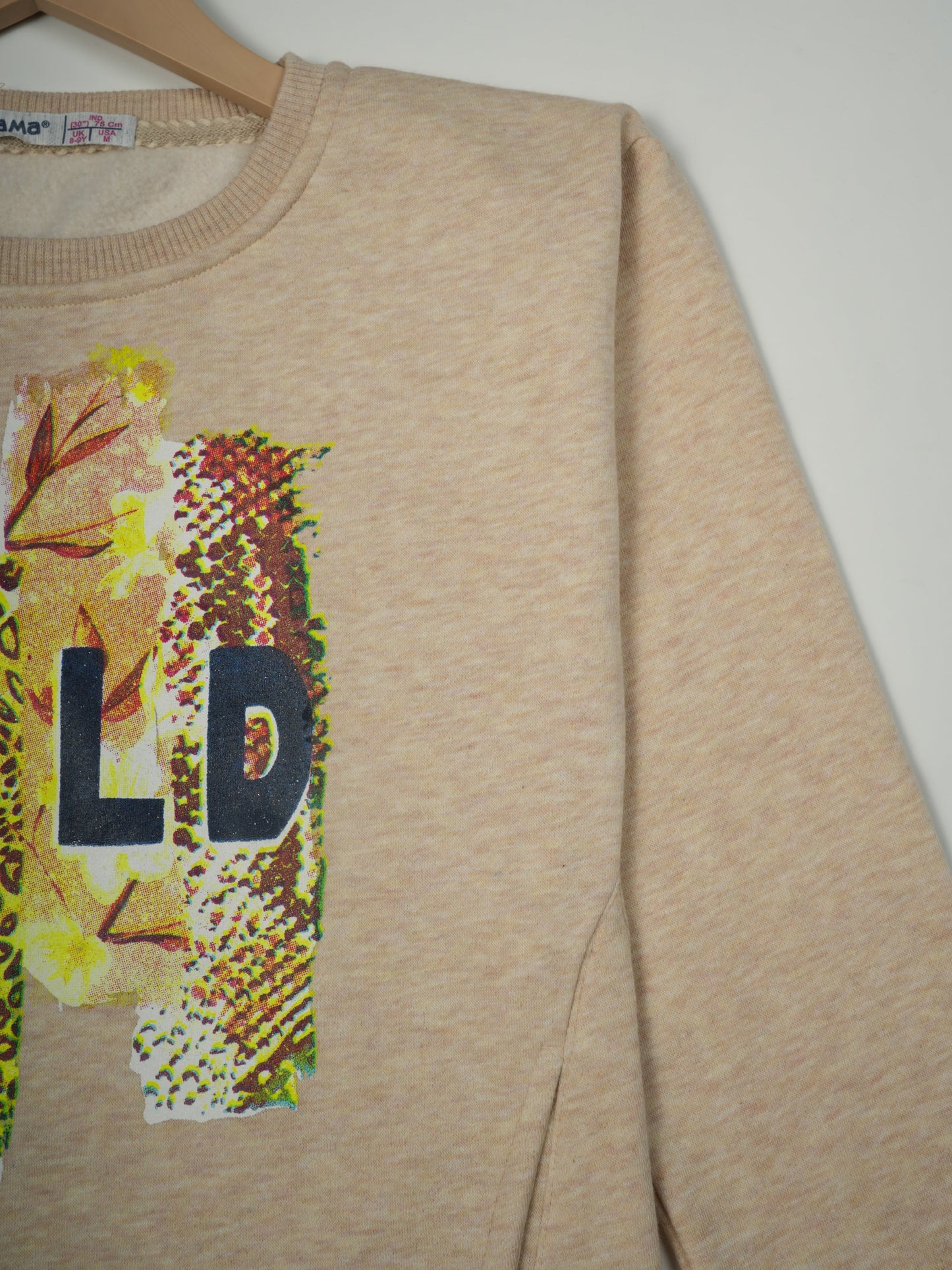 Pampolina Beige "WILD" Sweatshirt with Floral and Animal Print Design