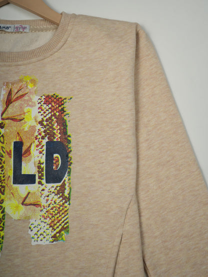 Pampolina Beige "WILD" Sweatshirt with Floral and Animal Print Design