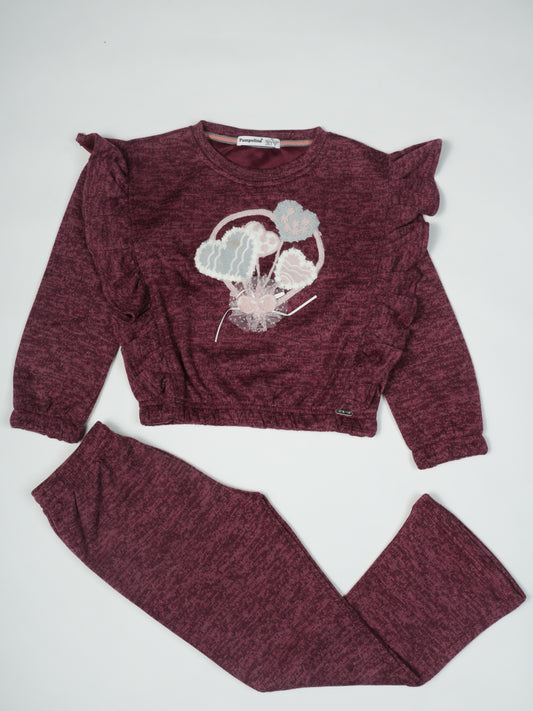 Pampolina Girls' Burgundy Cozy Code Set with Unique Design