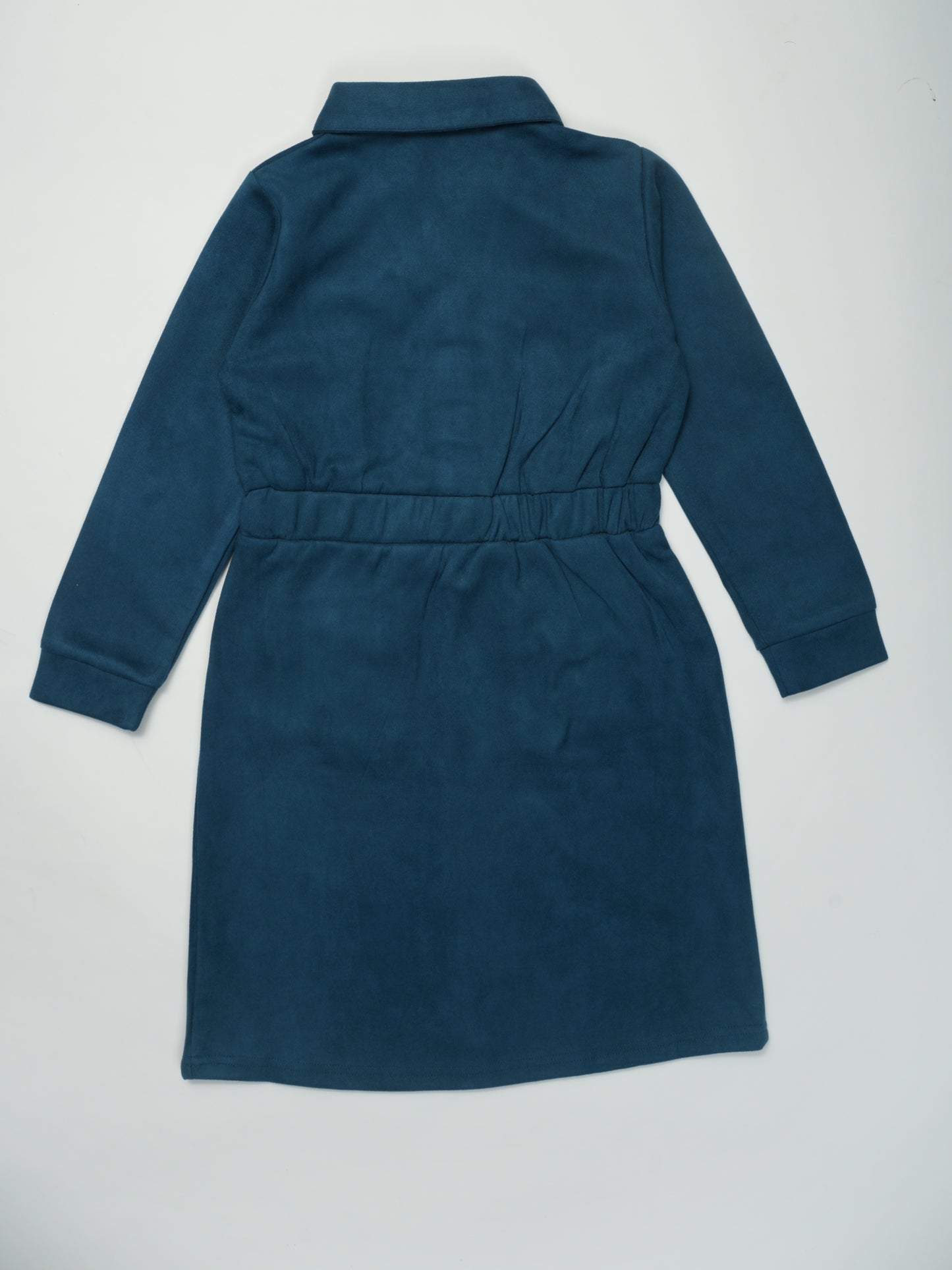 Pampolina Teal "Button-Up" Suede Dress with Pockets