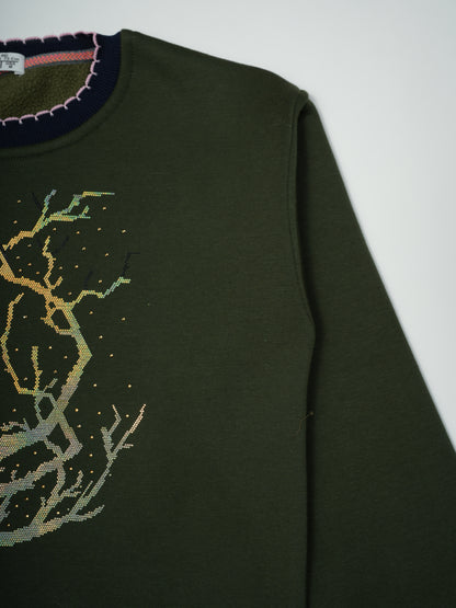 Pampolina Olive Sweatshirt with "Fox and Tree" Design