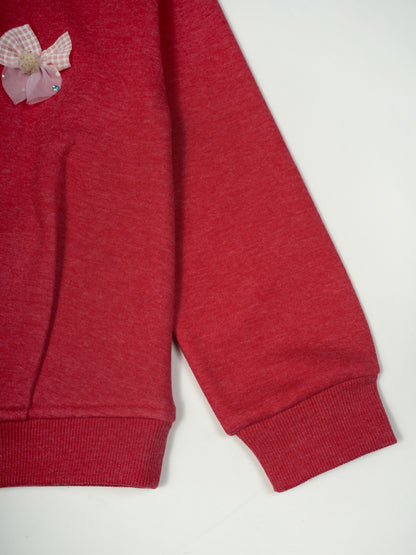 Pampolina Red Sweatshirt with Bow Embellishment