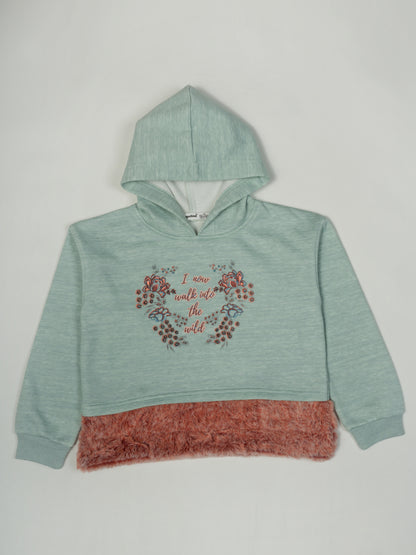Pampolina Mint Hooded Sweatshirt with "I Now Walk Into The Wild" Design