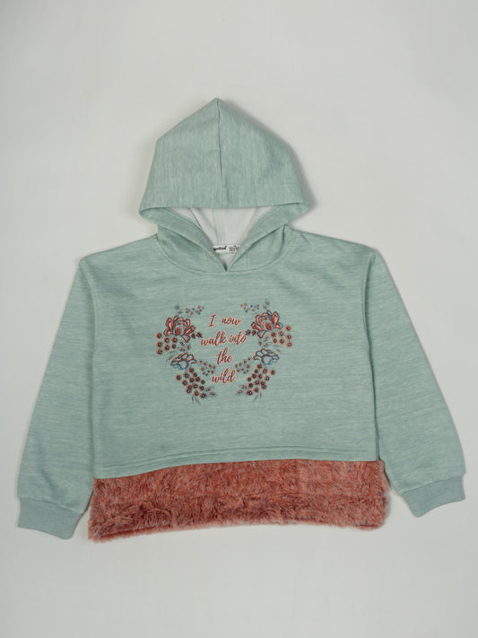 Pampolina Mint Hooded Sweatshirt with "I Now Walk Into The Wild" Design