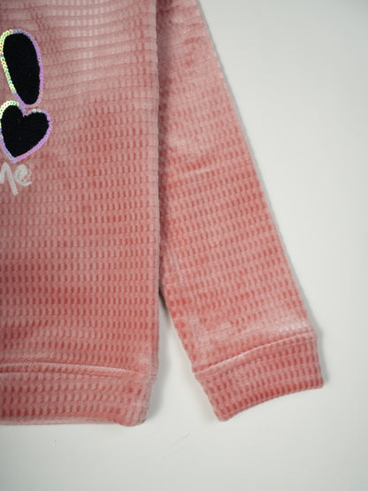 Pampolina Pink Waffle Sweatshirt with "Fun Time" Design