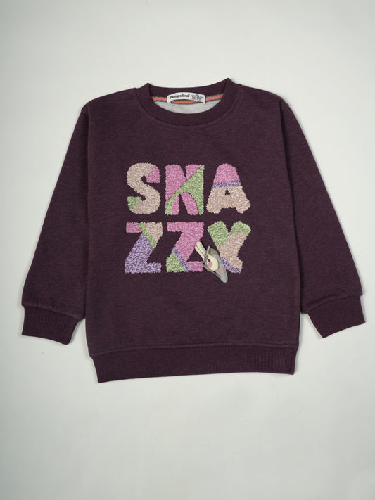 Pampolina Girls' Mauve Sweatshirt with Unique Design