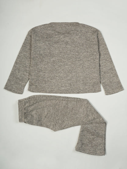 Pampolina Grey Cozy Code Set with Floral Applique