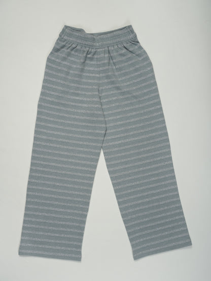 Pampolina Girls' Grey Striped Pants with Silver Glitter Detail