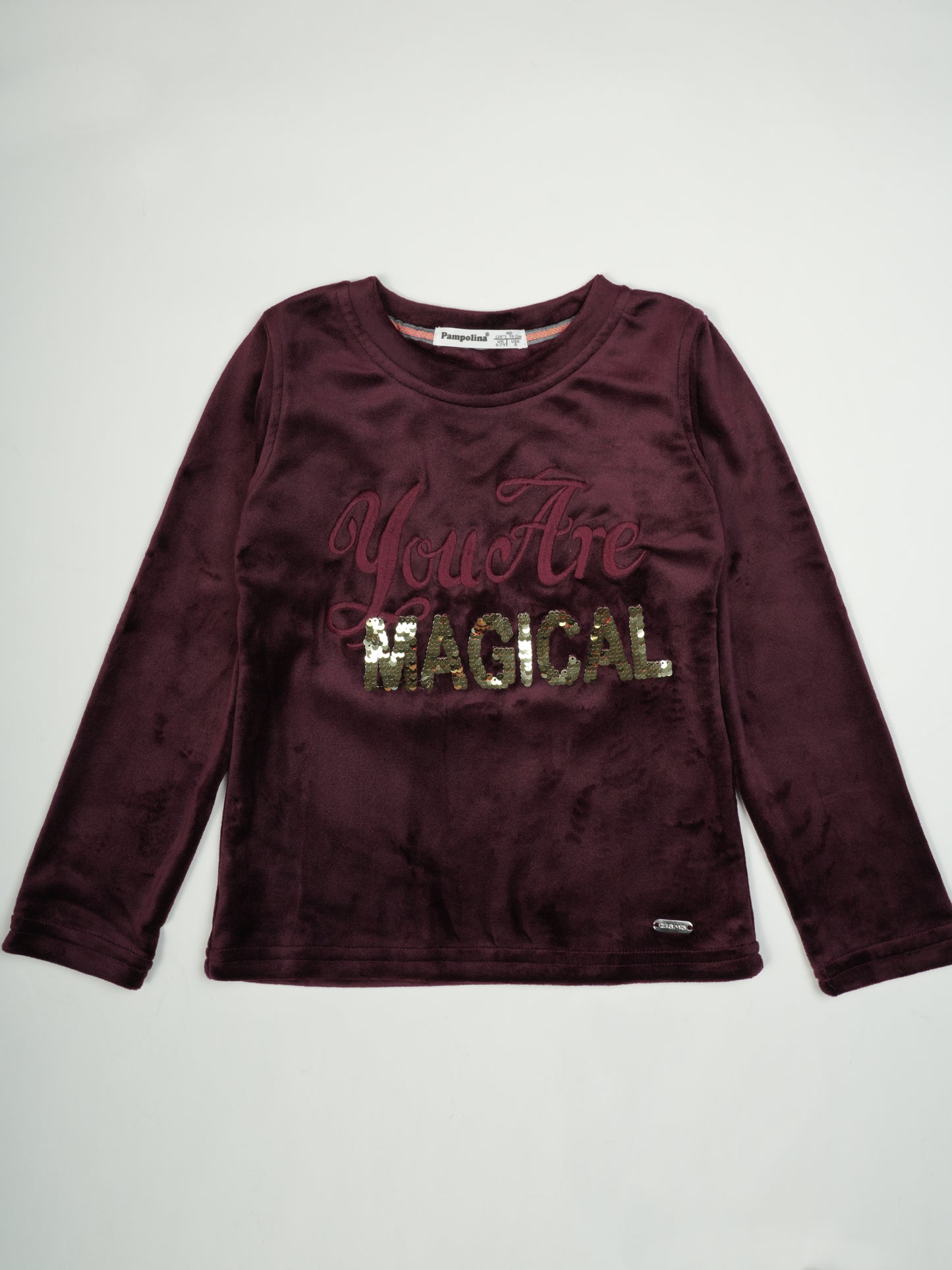 Pampolina Burgundy Sharing "You Are Magical" Long-Sleeve Shirt with Sequin Detail