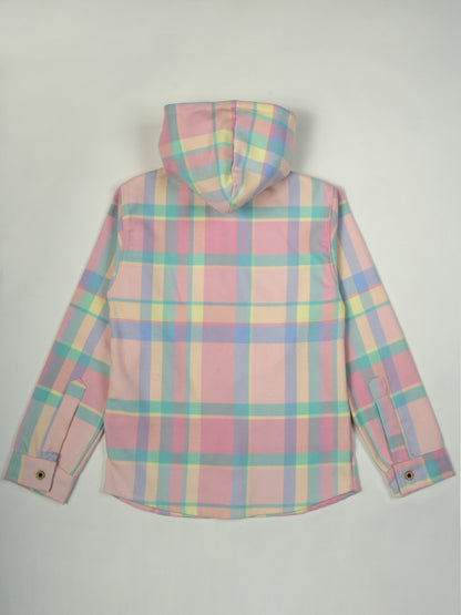 Pampolina Lemon Hooded Sweatshirt with "Change Yourself" Design and Plaid Sleeves