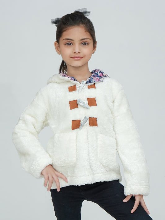 Pampolina White Fuzzy Toggle Jacket