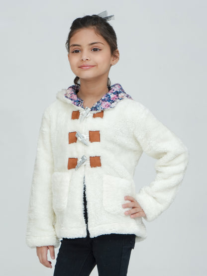 Pampolina White Fuzzy Toggle Jacket