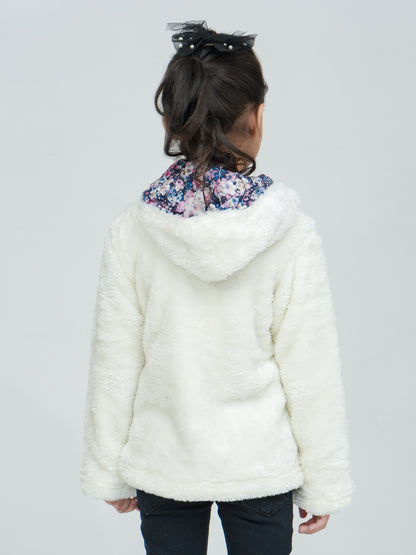 Pampolina White Fuzzy Toggle Jacket