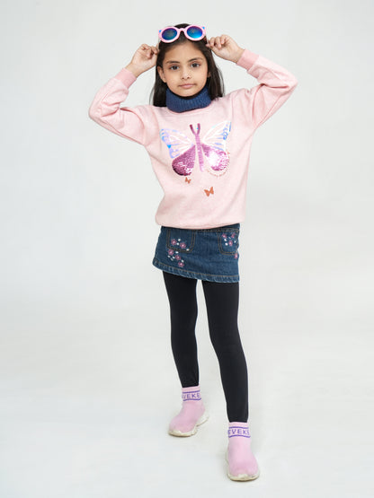 Pampolina Pink Butterfly Sequined Sweatshirt