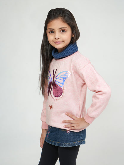 Pampolina Pink Butterfly Sequined Sweatshirt