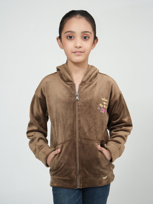 Pampolina Fawn Velour Zip-Up Hoodie