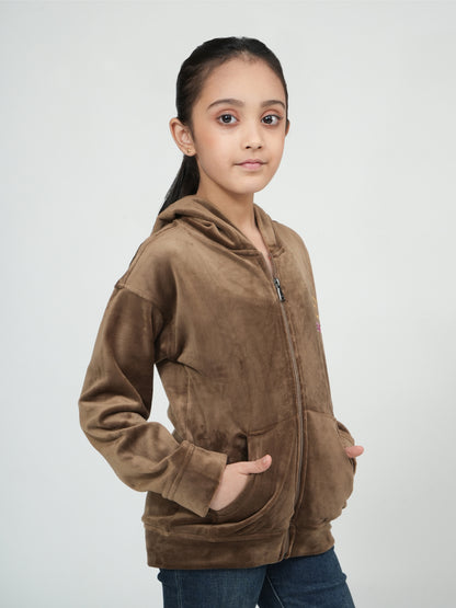 Pampolina Fawn Velour Zip-Up Hoodie